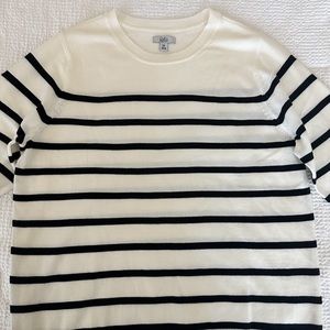 Croft & Barrow extra soft crew neck pullover sweater in white & black stripe XXL